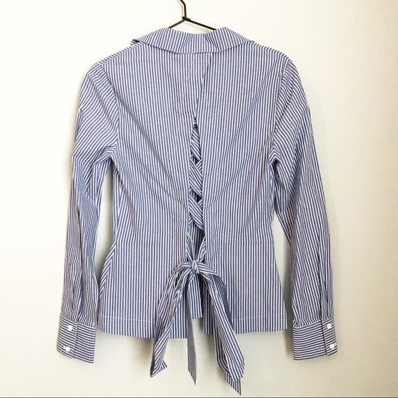 10 Crosby Derek Lam Striped Lace Up Button Up - Picture 6 of 8